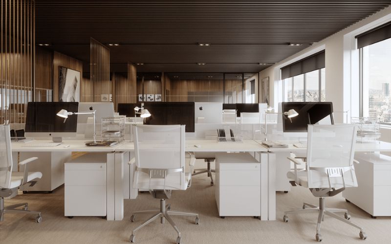 Thiết kế văn phòng hiện đại với các chi tiết trang trí kim loại