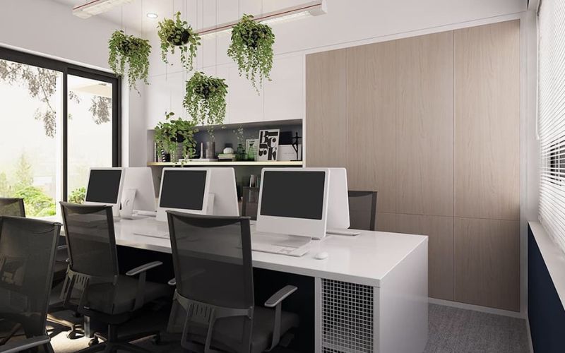 Mẫu thiết kế văn phòng 40m2 không gian xanh với ánh sáng tự nhiên hài hòa tạo môi trường làm việc thư giãn