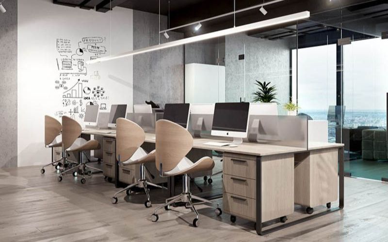 Văn phòng 40m2 phong cách hiện đại tận dụng ánh sáng tự nhiên giúp không gian rộng rãi và thoáng đãng