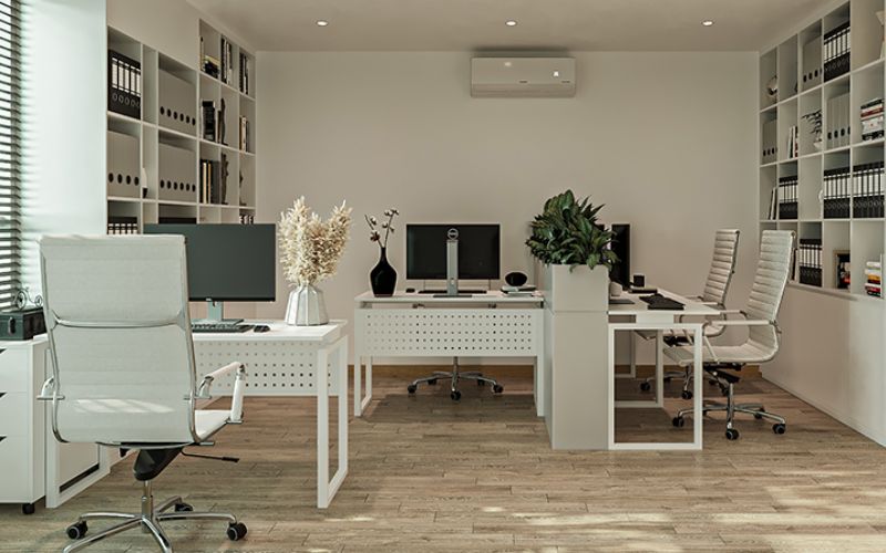 Thiết kế văn phòng 40m2 với nội thất hiện đại, đường nét tối giản và màu sắc thanh lịch