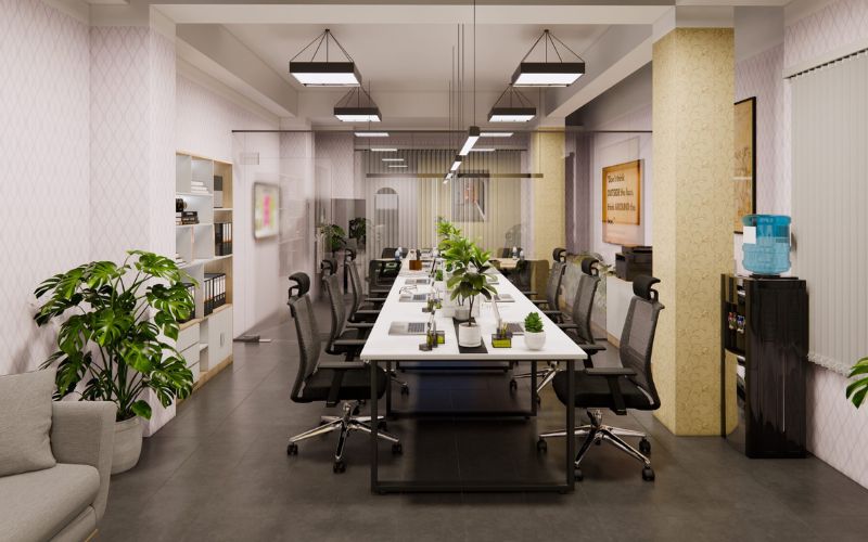 Sử dụng cây xanh giúp thiết kế văn phòng 20m2 trở nên hài hòa hơn