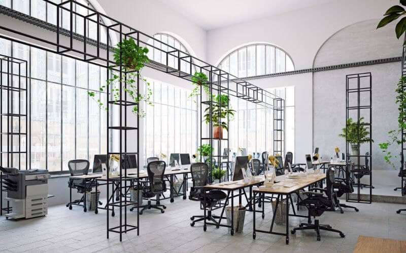 Thiết kế văn phòng 30m2 cần có các chậu cây và dây leo tô điểm