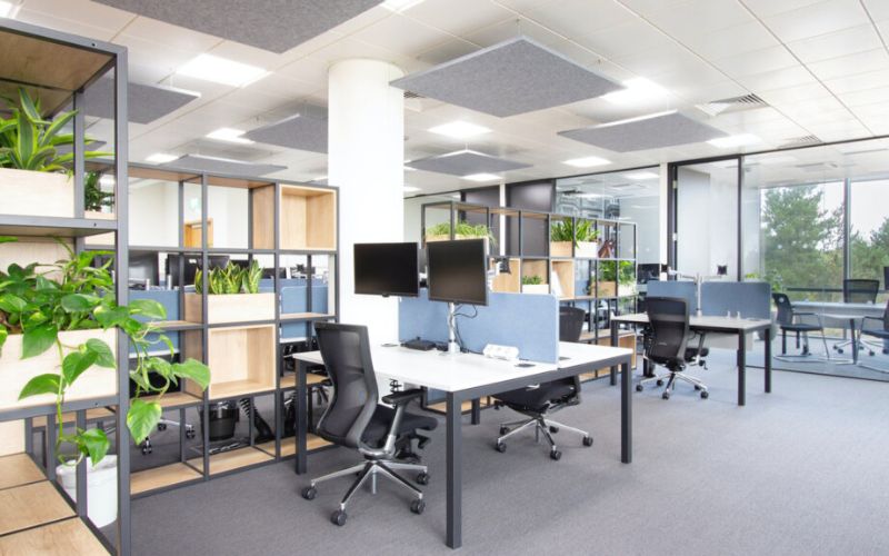 Văn phòng 50m2 kiểu không gian mở nhưng vẫn có vách ngăn đảm bảo sự riêng tư