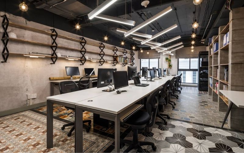 Thiết kế văn phòng 70m2 bằng các vật liệu thô