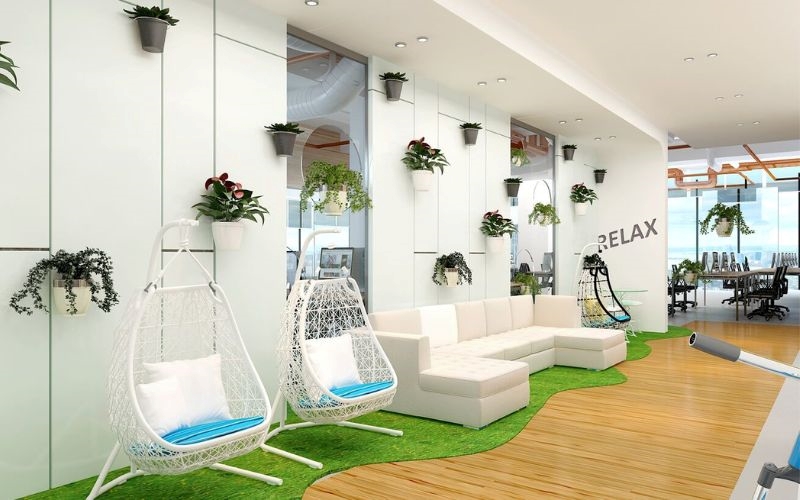 Bố trí thêm mảng cây xanh tạo không gian dễ chịu cho nội thất