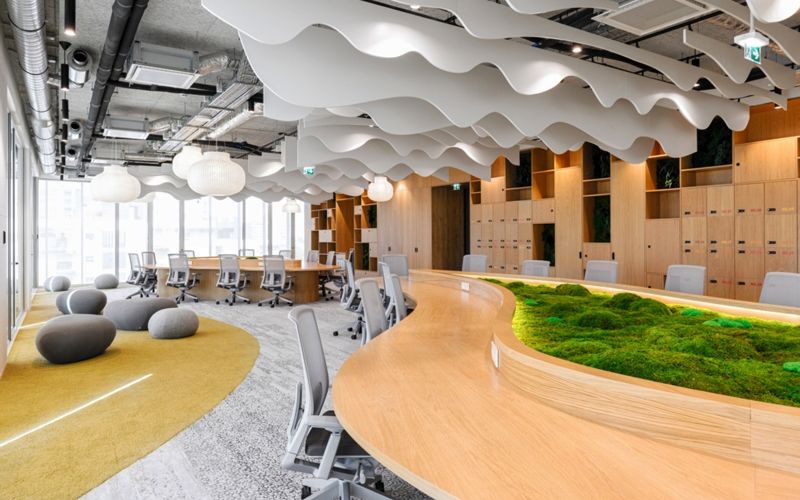 Mẫu văn phòng không gian mở độc đáo phù hợp với công ty Agency sáng tạo