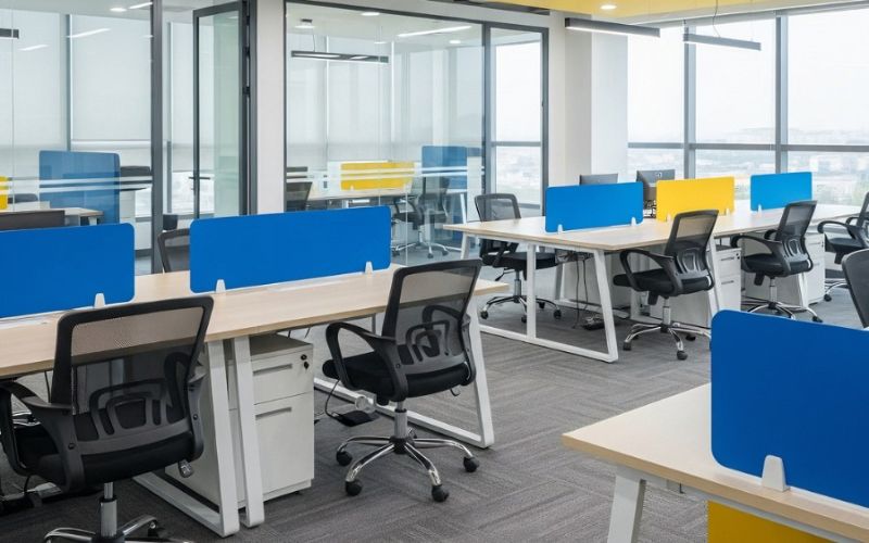 Thiết kế văn phòng hành chính chuyên nghiệp với khoảng cách bàn làm việc hợp lý