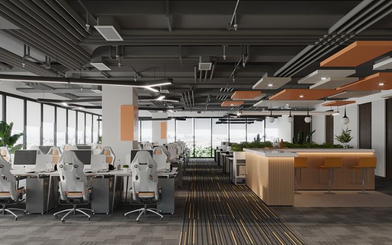 Không gian làm việc Industrial tối ưu công năng và tạo dấu ấn thương hiệu
