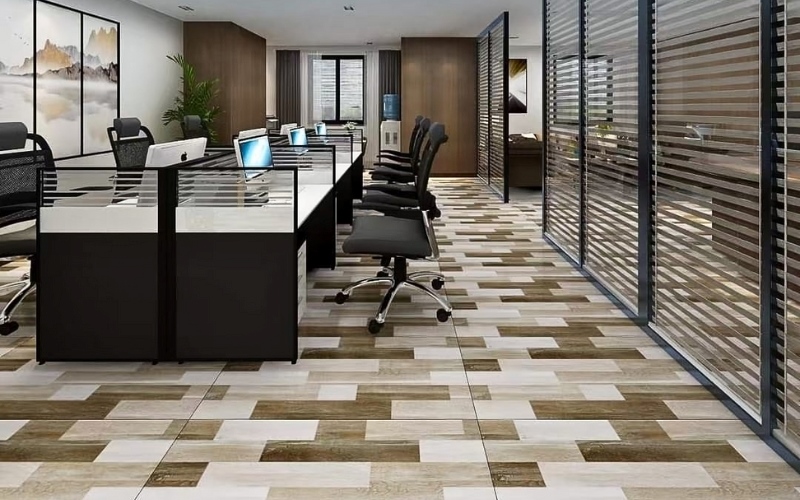 Gạch lát sàn văn phòng hài hòa với không gian nội thất