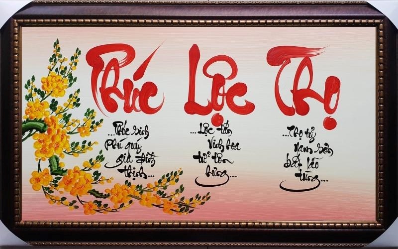 Trang trí Tết cho văn phòng với mẫu tranh Phúc - Lộc - Thọ