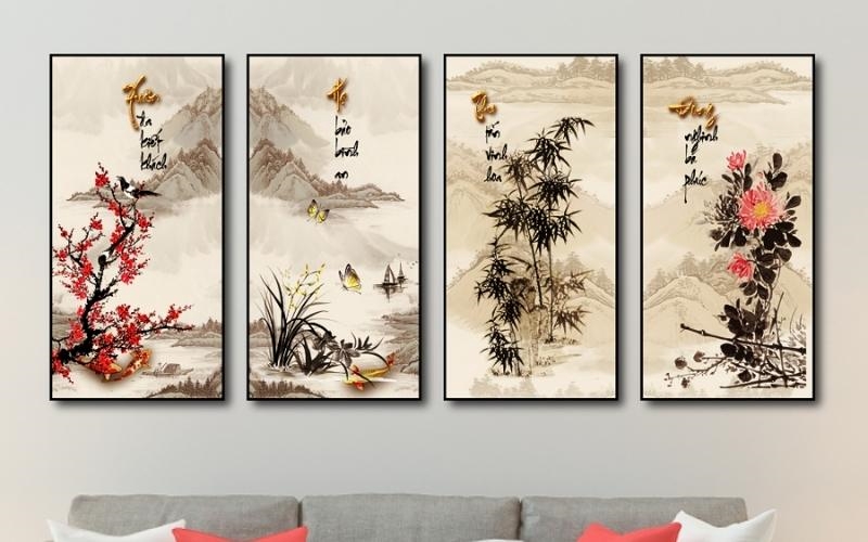 Trang trí Tết công ty bằng tranh ghép sông núi