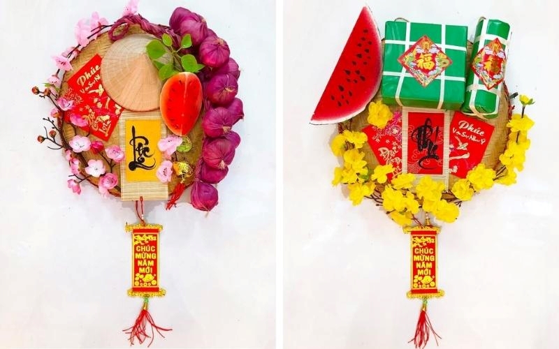 Trang trí văn phòng Tết bằng những chiếc mẹt đẹp mắt