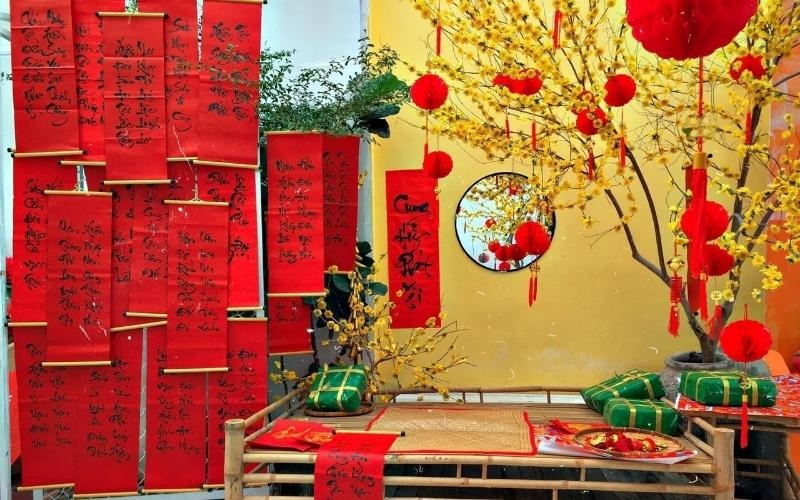 Góc trang trí đẹp mang không khí Tết truyền thống