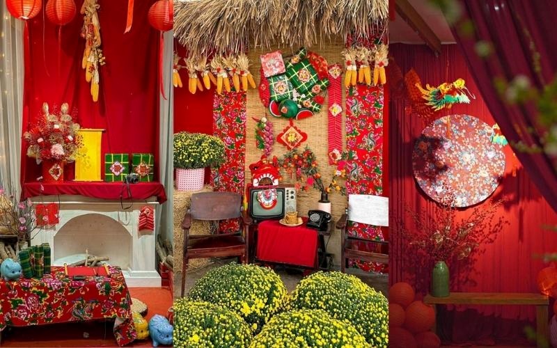Không gian rực rỡ của các tiểu cảnh văn phòng dịp Tết