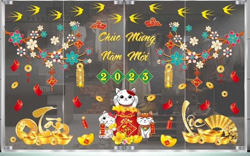 Trang trí Tết văn phòng bằng hình dán decal