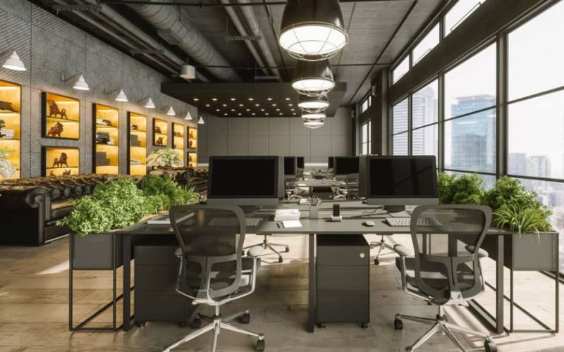 Mẫu thiết kế văn phòng Industrial Luxury phù hợp studio kiến trúc, agency và doanh nghiệp sáng tạo