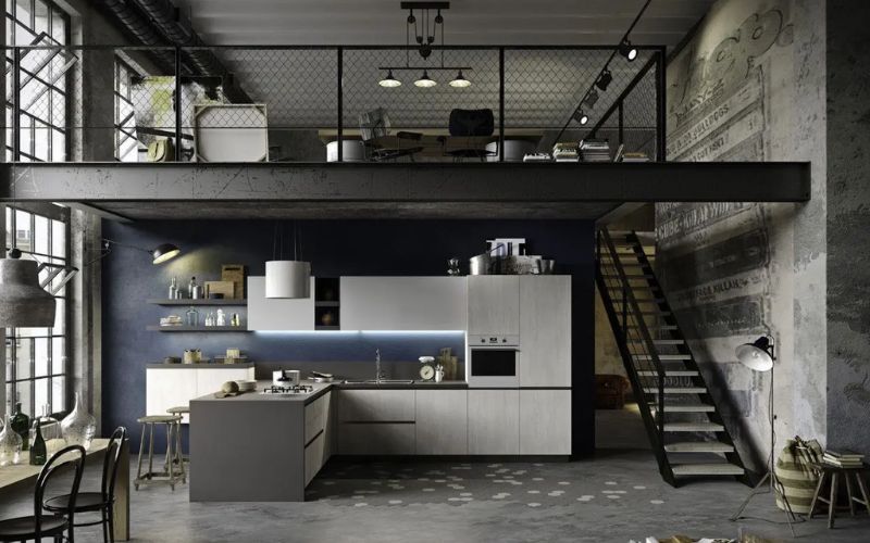 Không gian pantry Industrial hiện đại đáp ứng các nhu cầu nghỉ ngơi và thư giãn của nhân viên