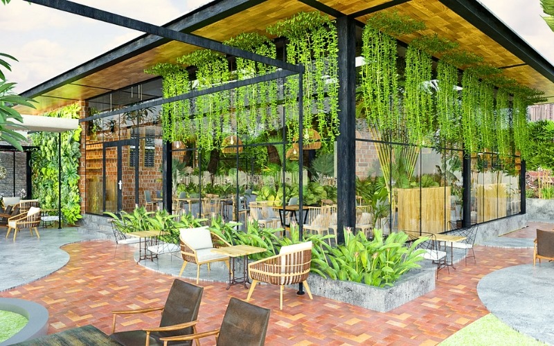 Không gian đẹp mắt của quán cafe khung thép