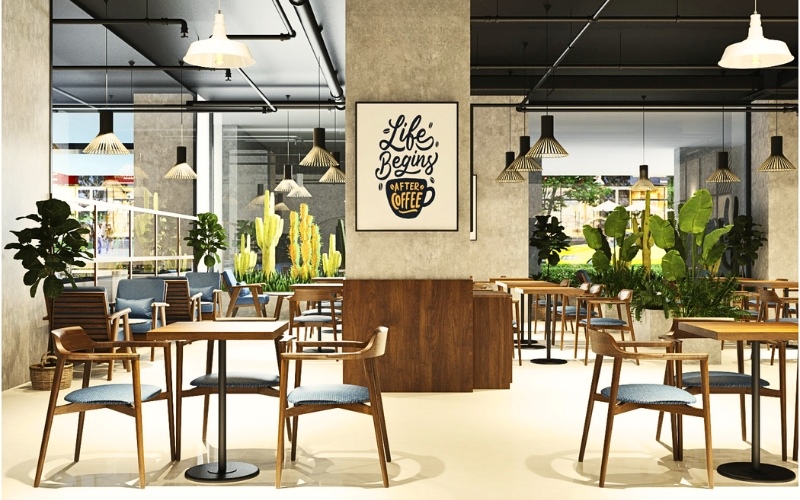 Mẫu quán cafe đơn giản nhưng đòi hỏi sự hợp tác với đơn vị thi công chuyên nghiệp