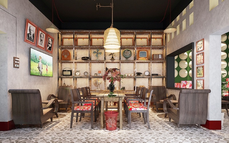 Phụ kiện trang trí mộc mạc là đặc điểm nhận biết của quán cafe Vintage