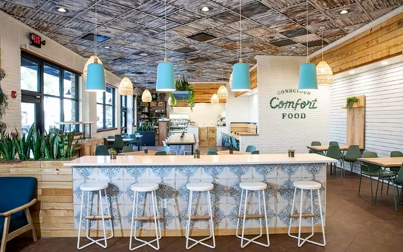 Tông màu nhẹ nhàng của các quán cafe bar