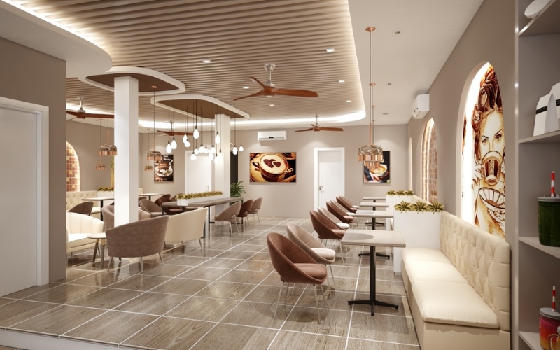Mức giá thi công quán cafe phụ thuộc chủ yếu vào vật liệu và diện tích