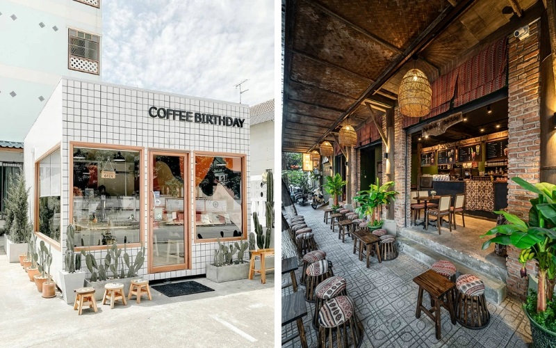 Mô hình thiết kế quán cafe nhỏ đẹp với bàn ghế thấp