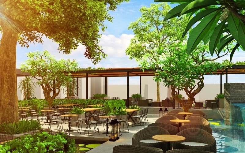 Trang trí quán cafe sân vườn phù hợp với phong cách