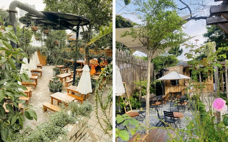 Mô hình quán cafe sân vườn đơn giản diện tích nhỏ