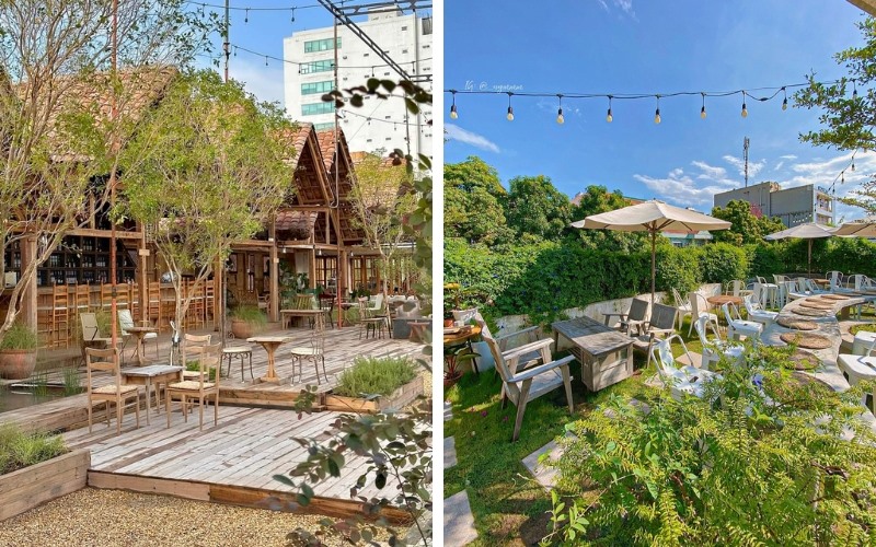 Mô hình quán cafe sân vườn không gian mở thoáng đãng