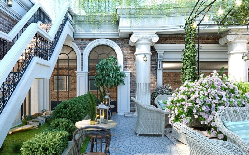 Mẫu quán cafe sân vườn nhỏ đẹp phong cách Châu Âu