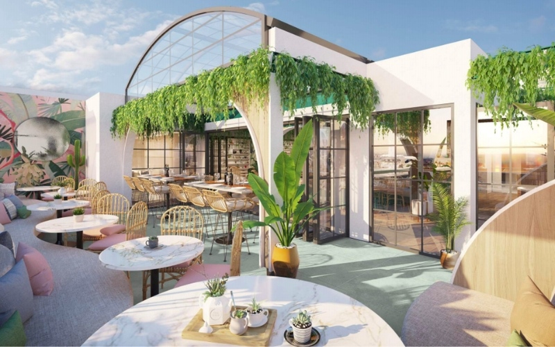 Cây xanh là điểm nhấn không thể thiếu cho quán cafe phong cách nhiệt đới