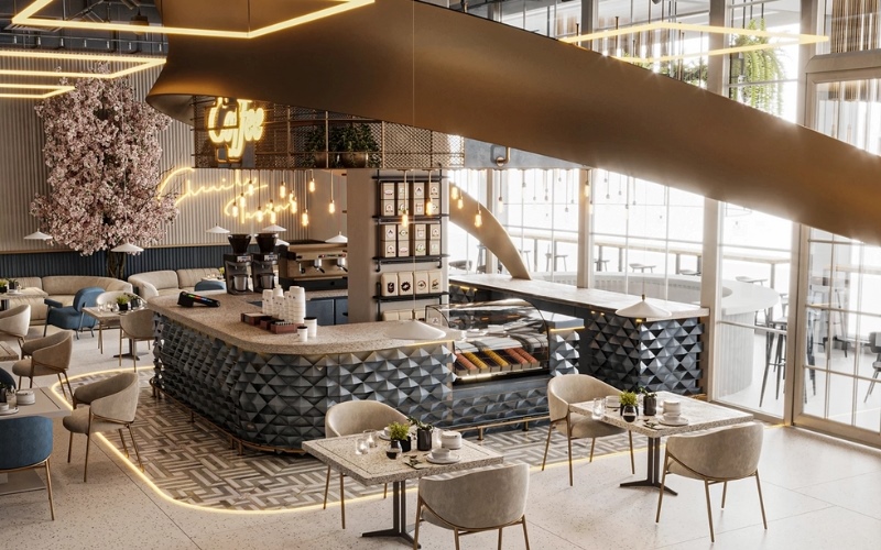 Không gian sang trọng của quán cafe Tân Cổ Điển
