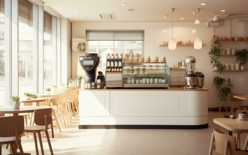 Không gian tầng trệt nhẹ nhàng của quán cafe 2 tầng