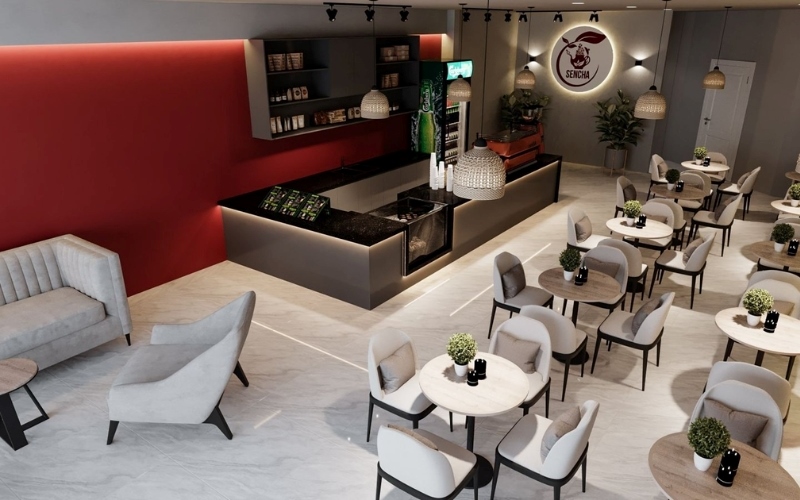 Thiết kế quán cafe 2 tầng phong cách hiện đại