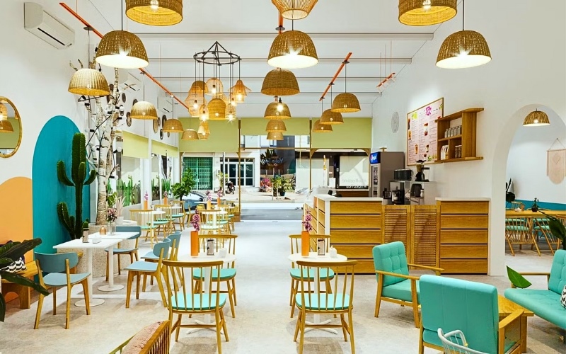 Thiết kế quán cafe mang màu sắc trẻ trung
