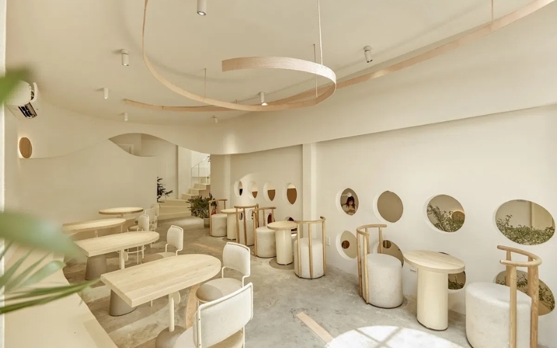 Màu sắc trang nhã và tinh tế của nội thất quán cafe