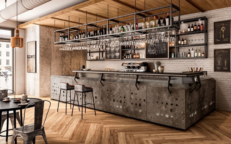 Chất liệu kim loại đặc trưng của quán cafe phong cách xưởng nhà máy