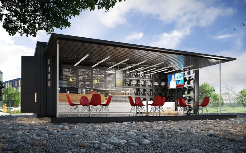 Quán cafe container có không gian mở