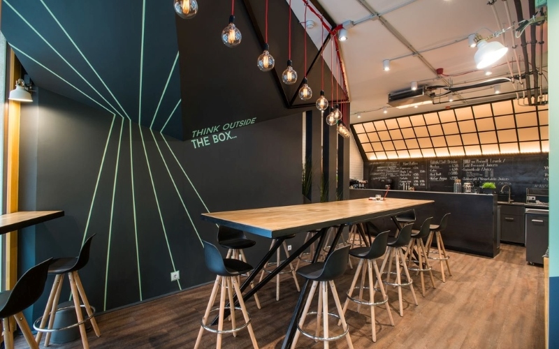 Thiết kế quán cafe đẹp ngang 4m phong cách hiện đại