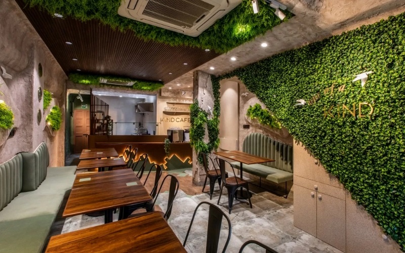 Phong cách thiết kế quán cafe ngang 4m theo lối "xanh"