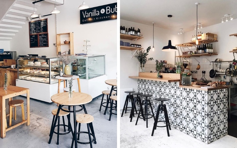 Thiết kế quán cafe ngang 4m hiện đại pha chút nét cổ điển
