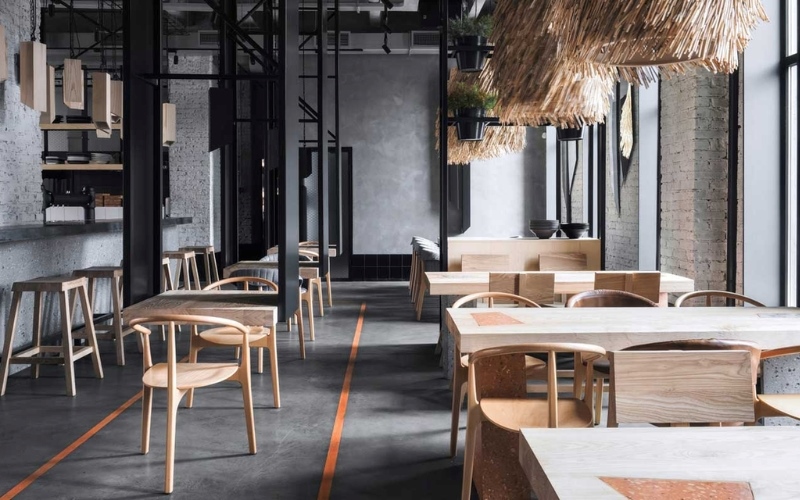 Thiết kế quán cafe mặt tiền 10m cơ bản sẽ giữ lại sự thô mộc tự nhiên