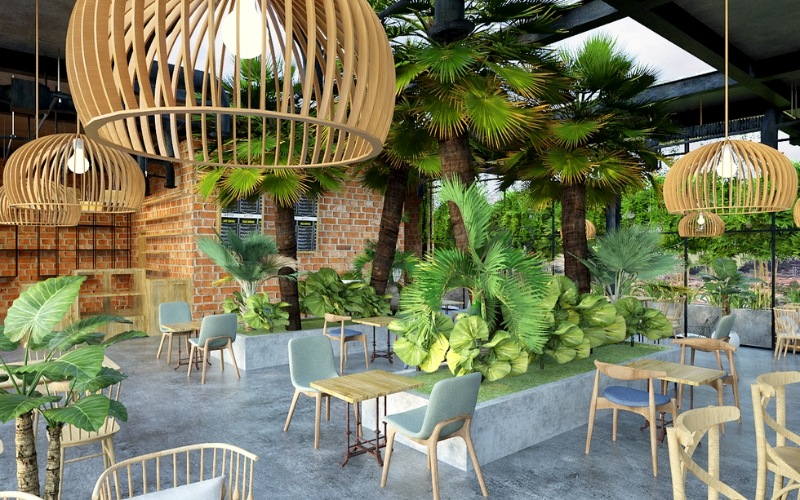Có rất nhiều phong cách phù hợp với quán cafe mặt tiền 10m