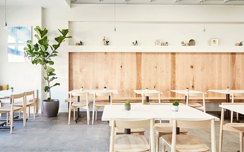 Phong cách này là lựa chọn tối ưu cho quán cafe có chiều ngang hẹp