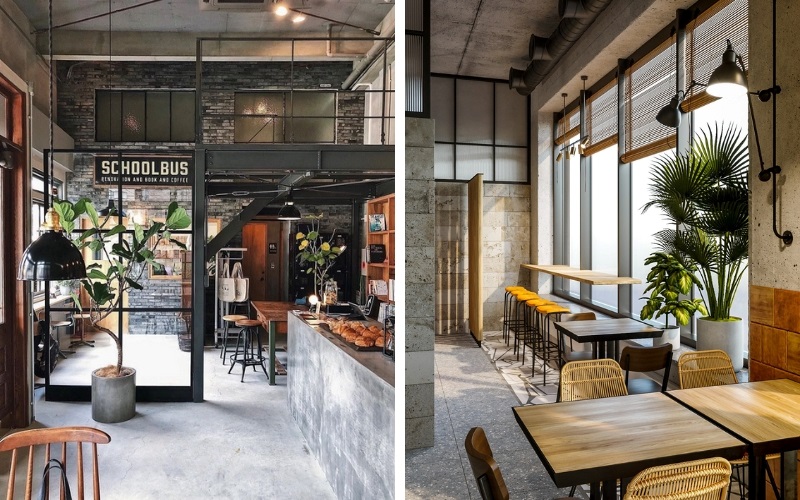 Mẫu quán cafe dạng nhà ống hiện đại