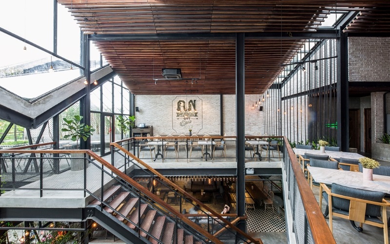 Quán cafe thép tiền chế một tầng vừa đẹp lại tiết kiệm chi phí
