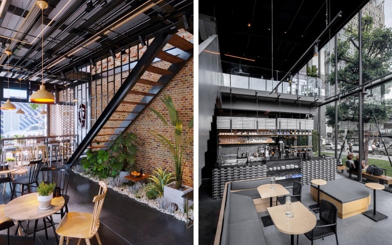 Quán cafe khung thép tiền chế Châu Âu có không gian thoáng đãng