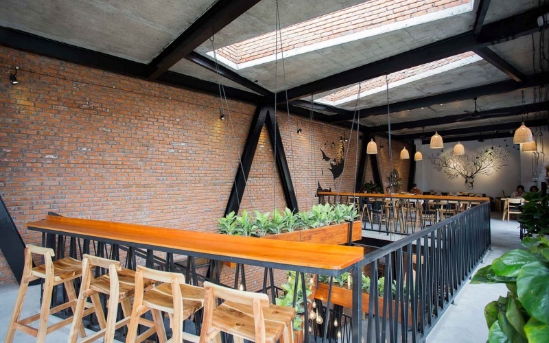Thiết kế quán cafe khung thép tiền chế đơn giản