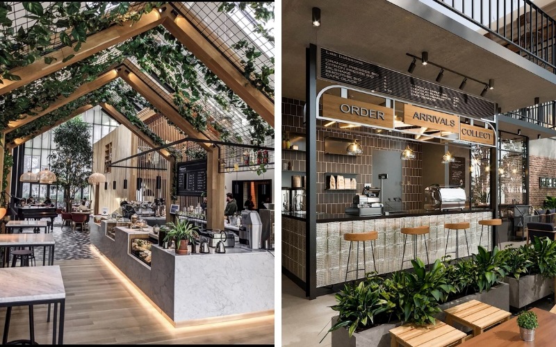 Nội thất hiện đại của thiết kế quán cafe thép tiền chế